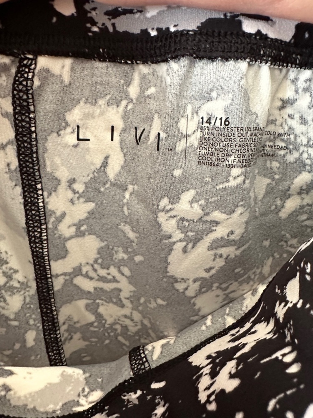 Livi Active Black & White Marble Print High-Waist Leggings - Picture 2 of 3